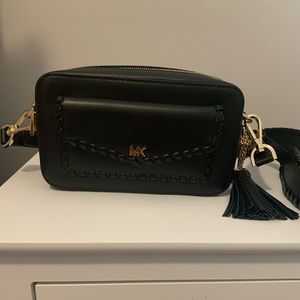 Black MK whipstitched small camera bag